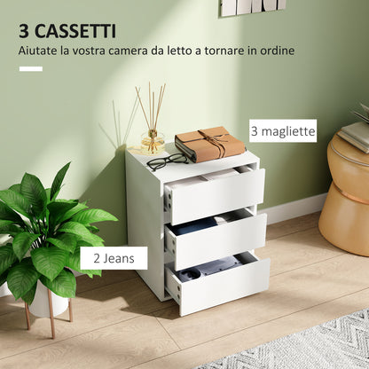 3-Drawer Modern Dresser for Bedroom and Hallway, Particle Board Dresser, 40x30x50.5 cm, White