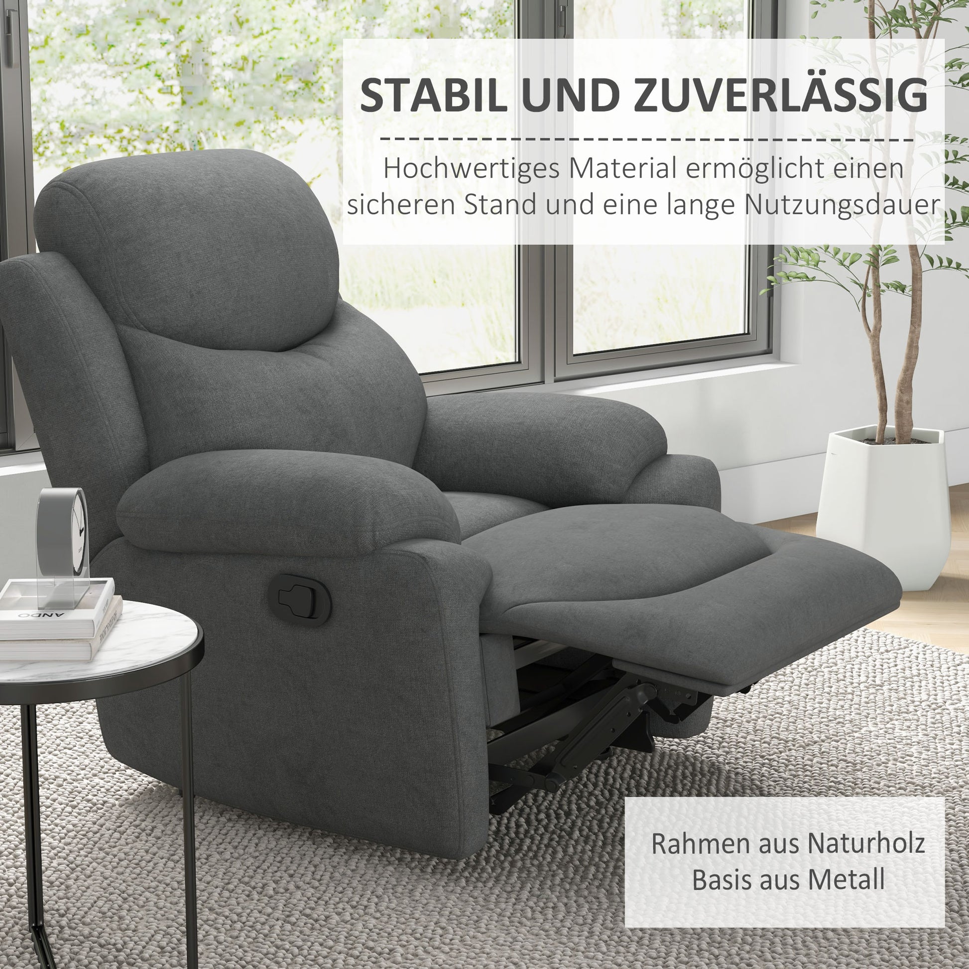 Relax Armchair Single Sofa Recliner 150° Adjustable TV Armchair Reclining Chair TV Chair with Sleeping Function for Living Room Linen Gray 93 x 88 x 102 cm