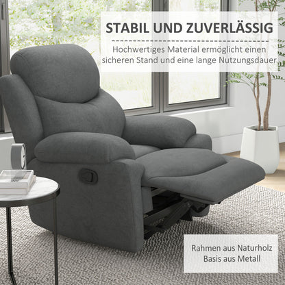 Relax Armchair Single Sofa Recliner 150° Adjustable TV Armchair Reclining Chair TV Chair with Sleeping Function for Living Room Linen Gray 93 x 88 x 102 cm