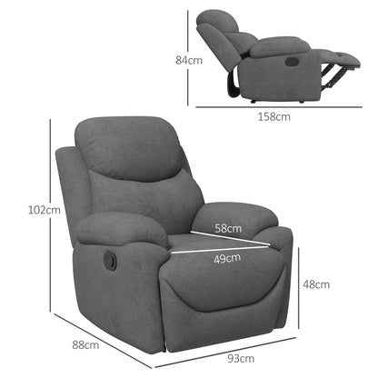 Relax Armchair Single Sofa Recliner 150° Adjustable TV Armchair Reclining Chair TV Chair with Sleeping Function for Living Room Linen Gray 93 x 88 x 102 cm
