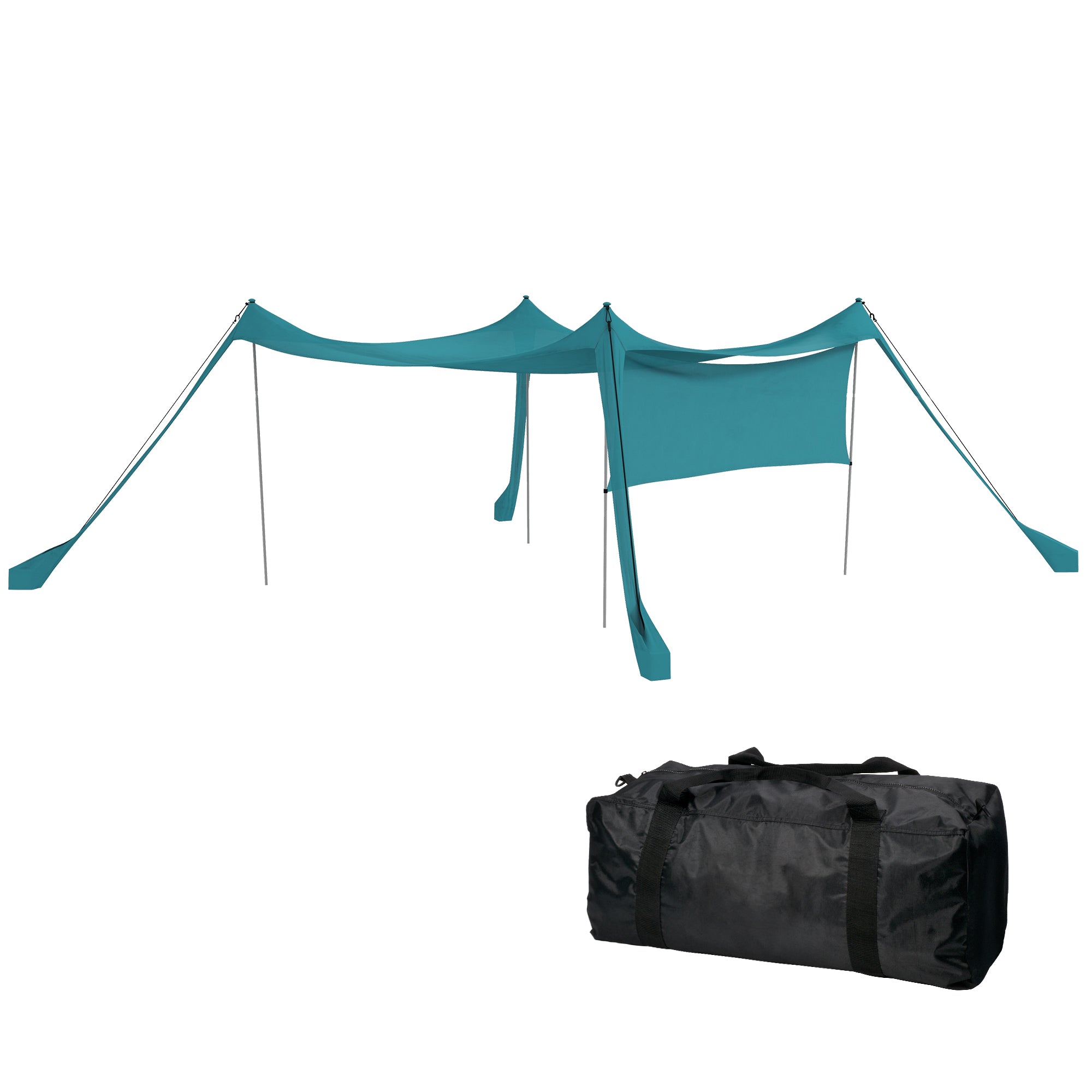 Sunshade Sail Sun Sail Waterproof Weather Protection with Steel Poles, Shovel, Carry Bag, for Camping, Travel, Picnics 3 x 3 x 2 m, Sky Blue