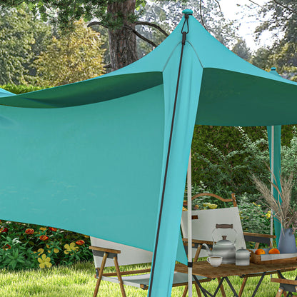 Sunshade Sail Sun Sail Waterproof Weather Protection with Steel Poles, Shovel, Carry Bag, for Camping, Travel, Picnics 3 x 3 x 2 m, Sky Blue