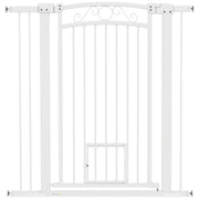 Dog Barrier Dog Gate 76-104 cm Safety Gate for Dogs with 2 Extensions 7/14 cm and Double Locking for Stairs and Doors White