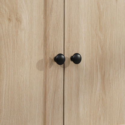 Kitchen Pantry Microwave Cabinet Sideboard Buffet Cabinet with 4 Doors 1 Drawer and Open Shelf for Living Room 74x39.5x183 cm Oak