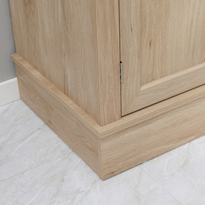 Kitchen Pantry Microwave Cabinet Sideboard Buffet Cabinet with 4 Doors 1 Drawer and Open Shelf for Living Room 74x39.5x183 cm Oak