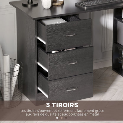 Desk with Storage, Computer Table 120 x 50 cm, Computer Desk with Shelves and Drawers, for Small Spaces, Bedroom, Black