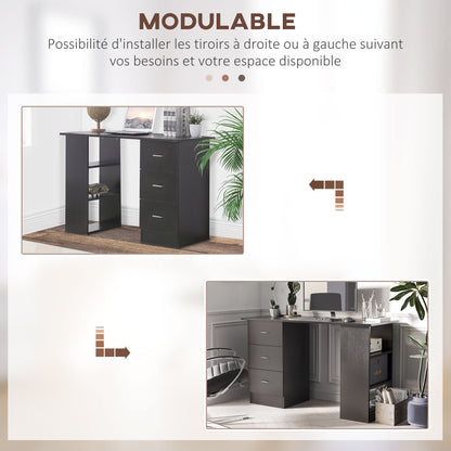 Desk with Storage, Computer Table 120 x 50 cm, Computer Desk with Shelves and Drawers, for Small Spaces, Bedroom, Black