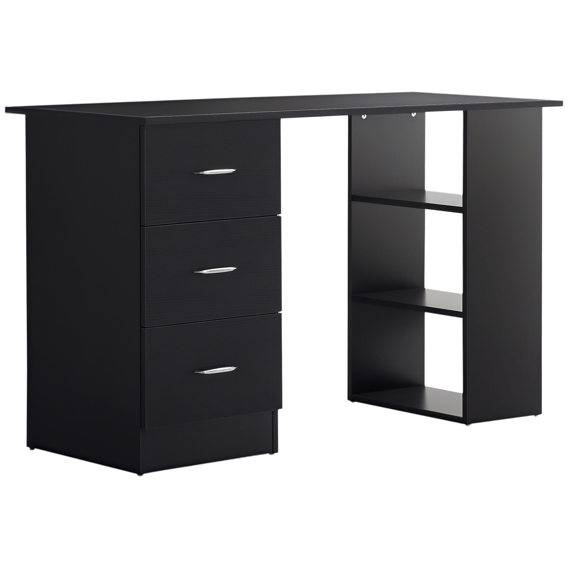 Desk with Storage, Computer Table 120 x 50 cm, Computer Desk with Shelves and Drawers, for Small Spaces, Bedroom, Black