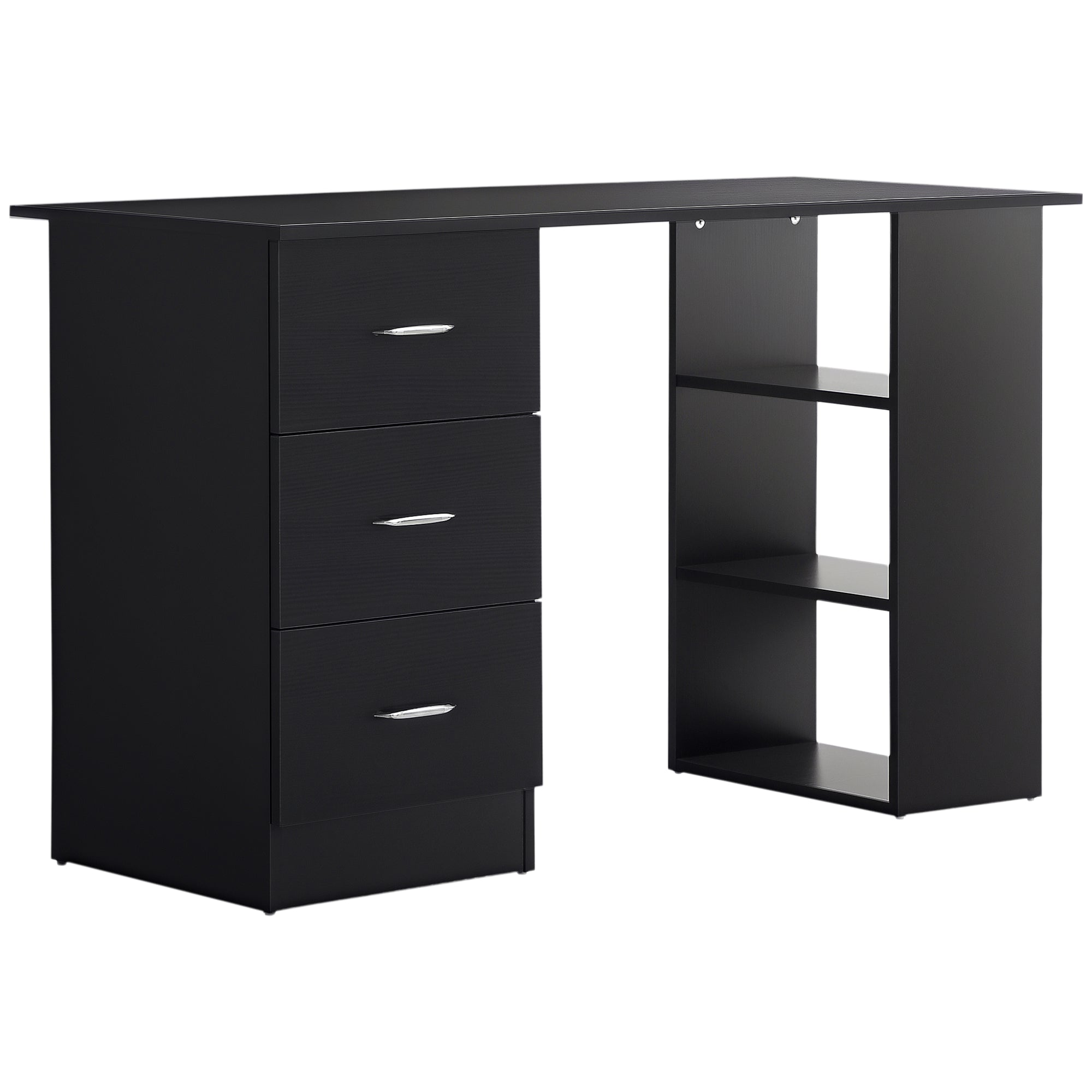 Desk with Storage, Computer Table 120 x 50 cm, Computer Desk with Shelves and Drawers, for Small Spaces, Bedroom, Black