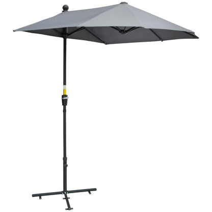 2 x 2 m Half-Round Sun Umbrella Balcony Umbrella with Bracket water-repellent for Gardens Terraces Yards 100% Polyester Dark Gray