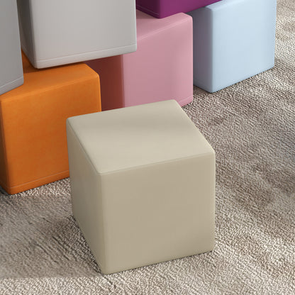 Set of 12 Soft Toy Cubes for Kids 12-36 Months, Foam Blocks for Kids, Soft Constructions in PU and EPE, 20x20x20 cm, Dark Multicolor