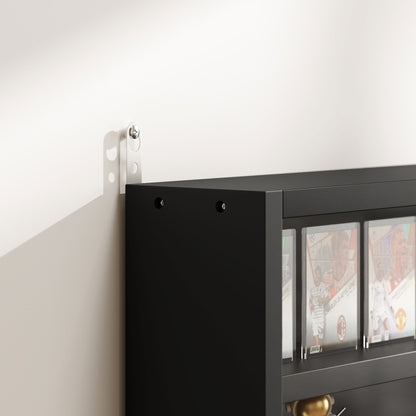 Wall Display Cabinet with Adjustable Shelves and 2 Sliding Glass Doors for Collections Perfumes Decorative Figures 31.5x3.7x23.6 inches Black