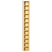 CD and DVD Storage, column storage shelf, storage unit with 12 compartments, max capacity 204 CD, 21 x 20 x 175 cm, natural wood