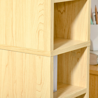 CD and DVD Storage, column storage shelf, storage unit with 12 compartments, max capacity 204 CD, 21 x 20 x 175 cm, natural wood