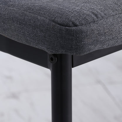 Set of 4 Linen Upholstered Dining Chairs Modern Kitchen Chairs with High Back and Metal Legs Load 120 kg for Living Room 41x50x97 cm Gray