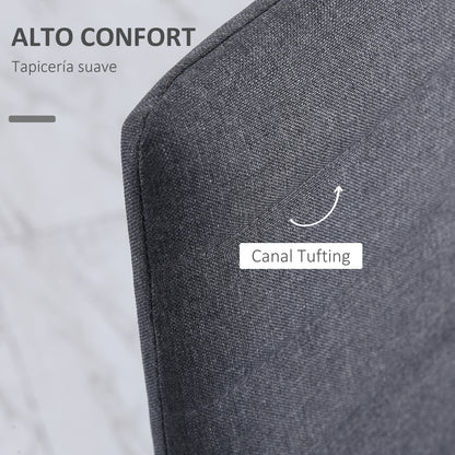 Set of 4 Linen Upholstered Dining Chairs Modern Kitchen Chairs with High Back and Metal Legs Load 120 kg for Living Room 41x50x97 cm Gray