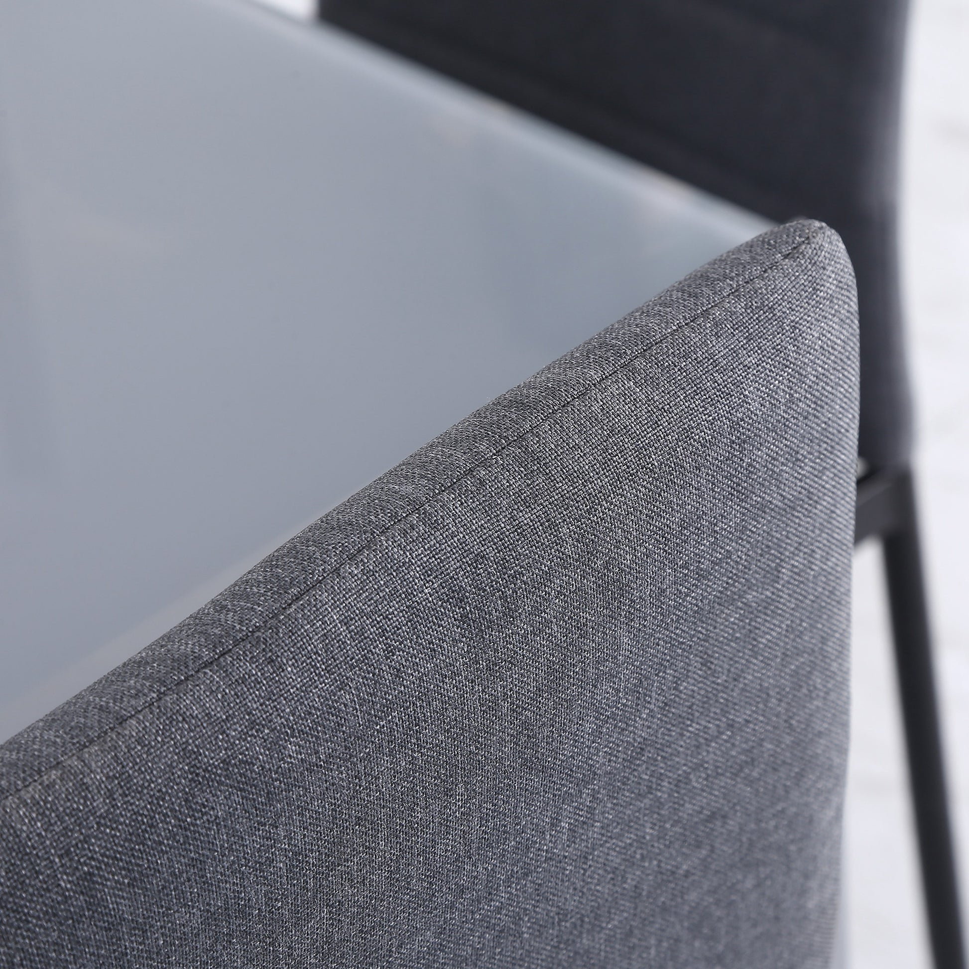 Set of 4 Linen Upholstered Dining Chairs Modern Kitchen Chairs with High Back and Metal Legs Load 120 kg for Living Room 41x50x97 cm Gray
