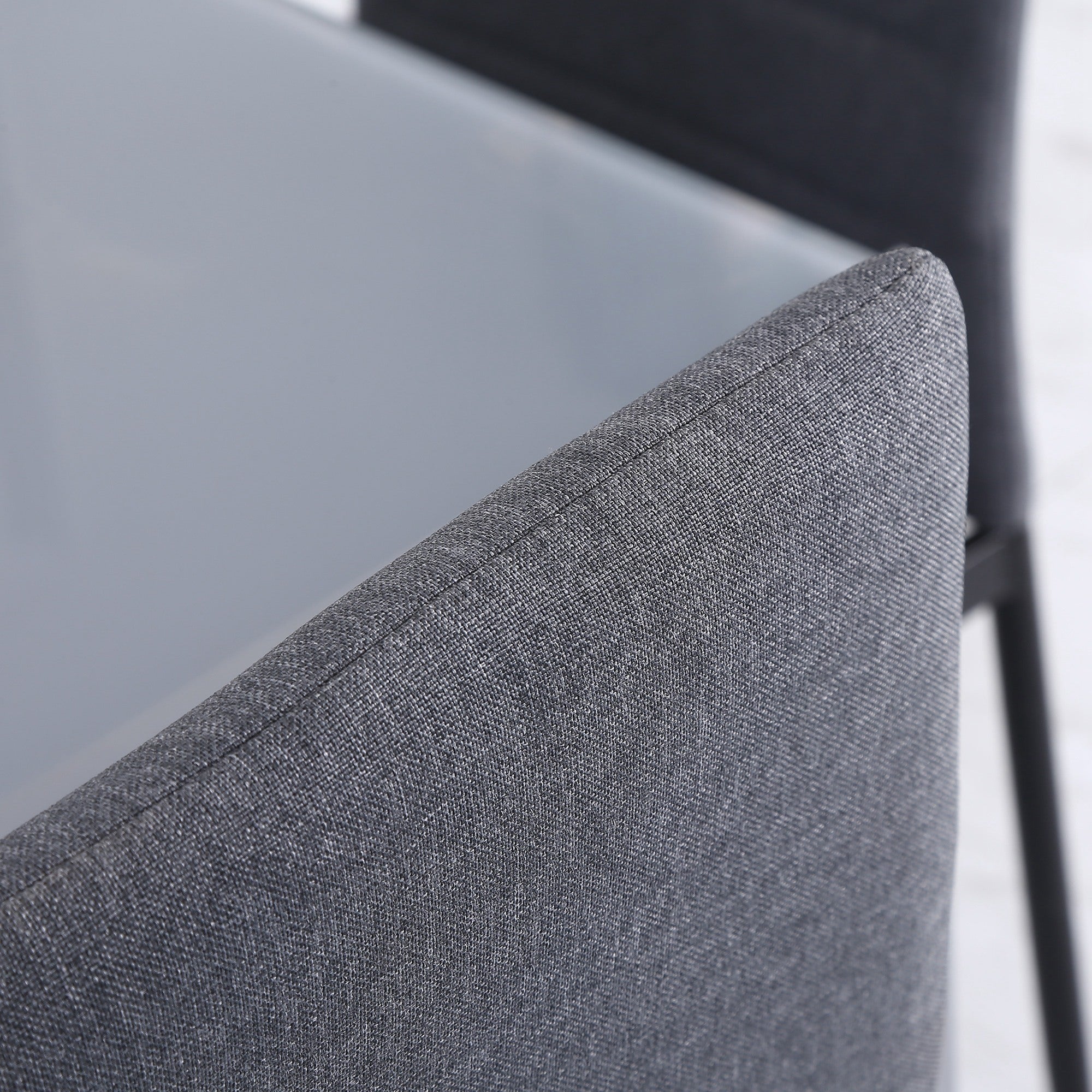 Set of 4 Linen Upholstered Dining Chairs Modern Kitchen Chairs with High Back and Metal Legs Load 120 kg for Living Room 41x50x97 cm Gray