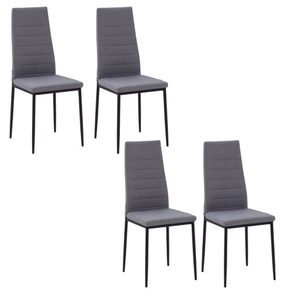 Set of 4 Linen Upholstered Dining Chairs Modern Kitchen Chairs with High Back and Metal Legs Load 120 kg for Living Room 41x50x97 cm Gray