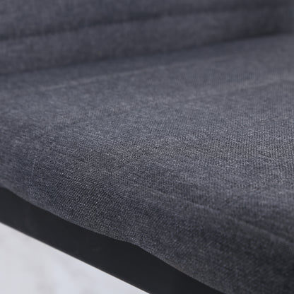 Set of 4 Linen Upholstered Dining Chairs Modern Kitchen Chairs with High Back and Metal Legs Load 120 kg for Living Room 41x50x97 cm Gray