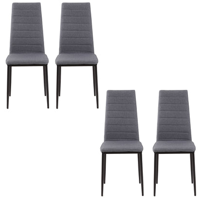 Set of 4 Linen Upholstered Dining Chairs Modern Kitchen Chairs with High Back and Metal Legs Load 120 kg for Living Room 41x50x97 cm Gray