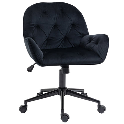 Office Chair Swivel Chair Office Chair Height-adjustable Executive Chair Chair Desk Chair Chair Office Velvet Polyester Black 60 x 61 x 81-91 cm