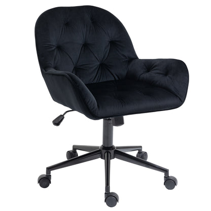 Office Chair Swivel Chair Office Chair Height-adjustable Executive Chair Chair Desk Chair Chair Office Velvet Polyester Black 60 x 61 x 81-91 cm