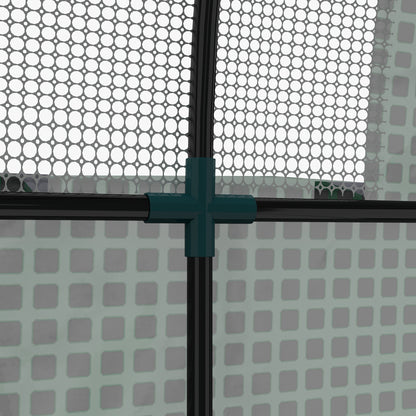 Tunnel Greenhouse for Garden 1.8x1.8x2m, UV Resistant Greenhouse with 2 Roll-Up Doors and Windows, in Steel and PE, Green