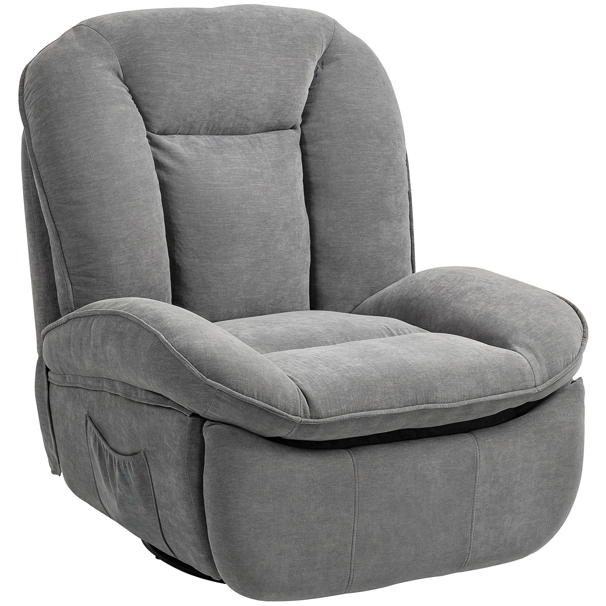 Recliner Chair, TV Chair with Reclining Function, Rocking Function, Swivel TV Chair with Footrest, Side Pocket, Chenille Look for Living Room, up to 150 kg, Dark Gray