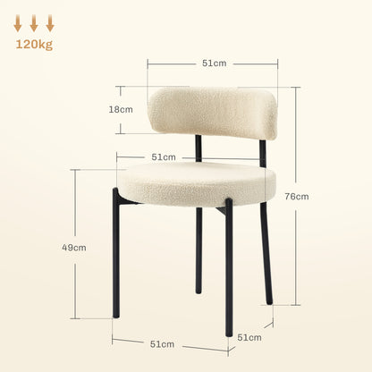 Set of 2 dining chairs modern kitchen chair upholstered in cashmere-look fabric with black steel legs, for living room, dining room, bedroom, beige