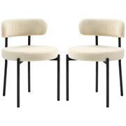Set of 2 dining chairs modern kitchen chair upholstered in cashmere-look fabric with black steel legs, for living room, dining room, bedroom, beige