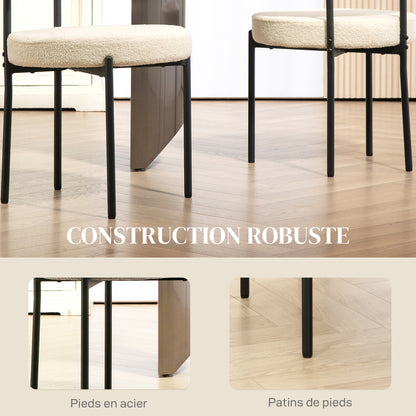 Set of 2 dining chairs modern kitchen chair upholstered in cashmere-look fabric with black steel legs, for living room, dining room, bedroom, beige