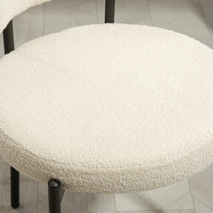 Set of 2 dining chairs modern kitchen chair upholstered in cashmere-look fabric with black steel legs, for living room, dining room, bedroom, beige