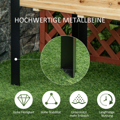 Raised Garden Bed Planter Box Flower Pot Herb Bed with Non-Woven Fabric Solid Wood Steel Natural + Black 120 x 60 x 74 cm