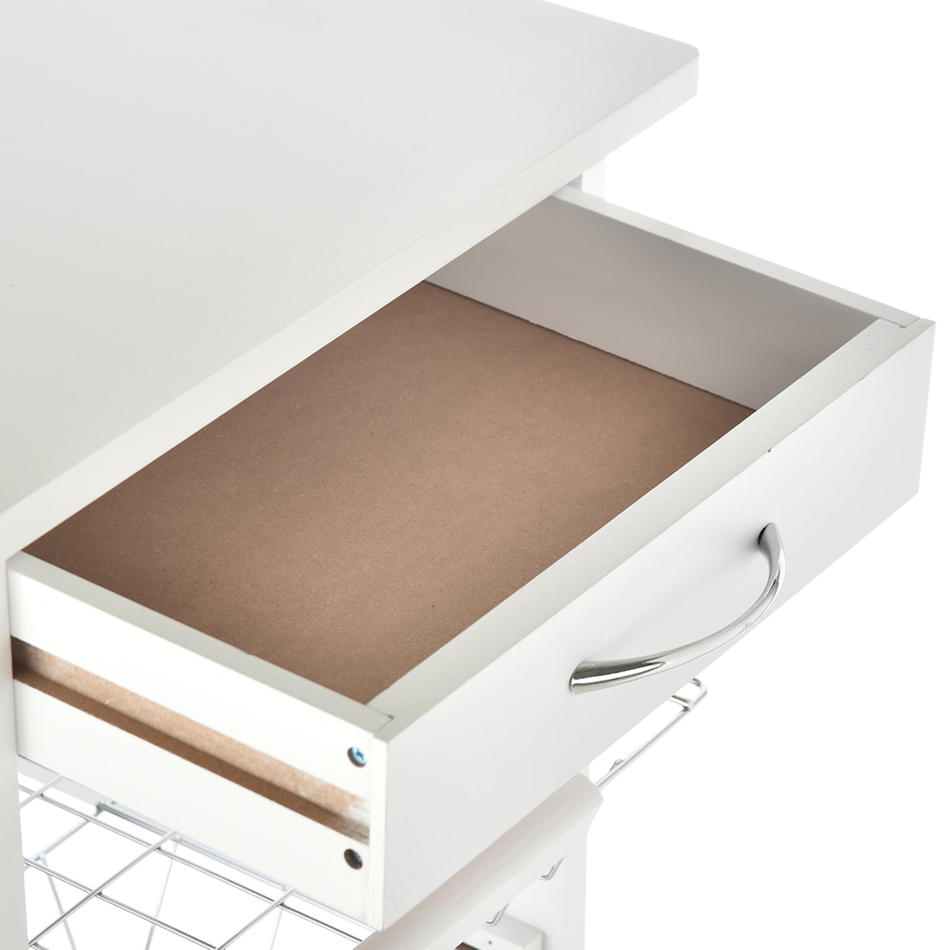 Kitchen Trolley with Wheels Multi-Purpose Cart with Drawer 4 Removable Metal Baskets and Side Racks 47x37x83 cm White