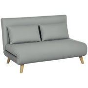 3 in 1 Sleeper Sofa 130 x 78 cm Sofa with Bed Function, Foldable Couch with Lumbar Pillows, Velvet Look, Adjustable Backrest for Living Room, Bedroom, Light Gray