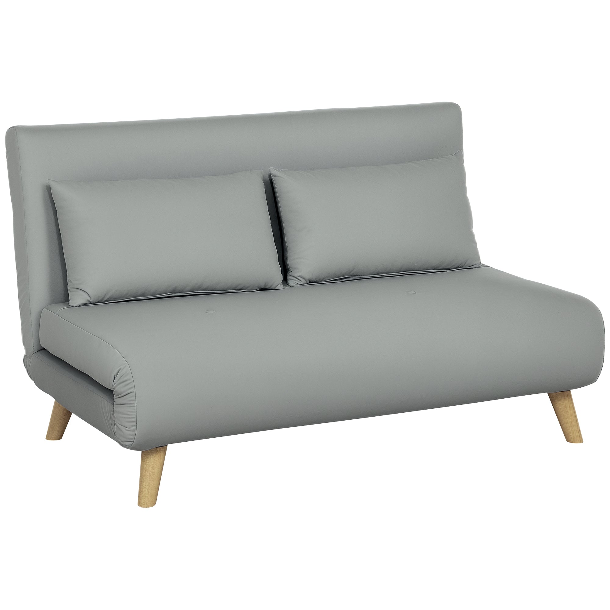 3 in 1 Sleeper Sofa 130 x 78 cm Sofa with Bed Function, Foldable Couch with Lumbar Pillows, Velvet Look, Adjustable Backrest for Living Room, Bedroom, Light Gray
