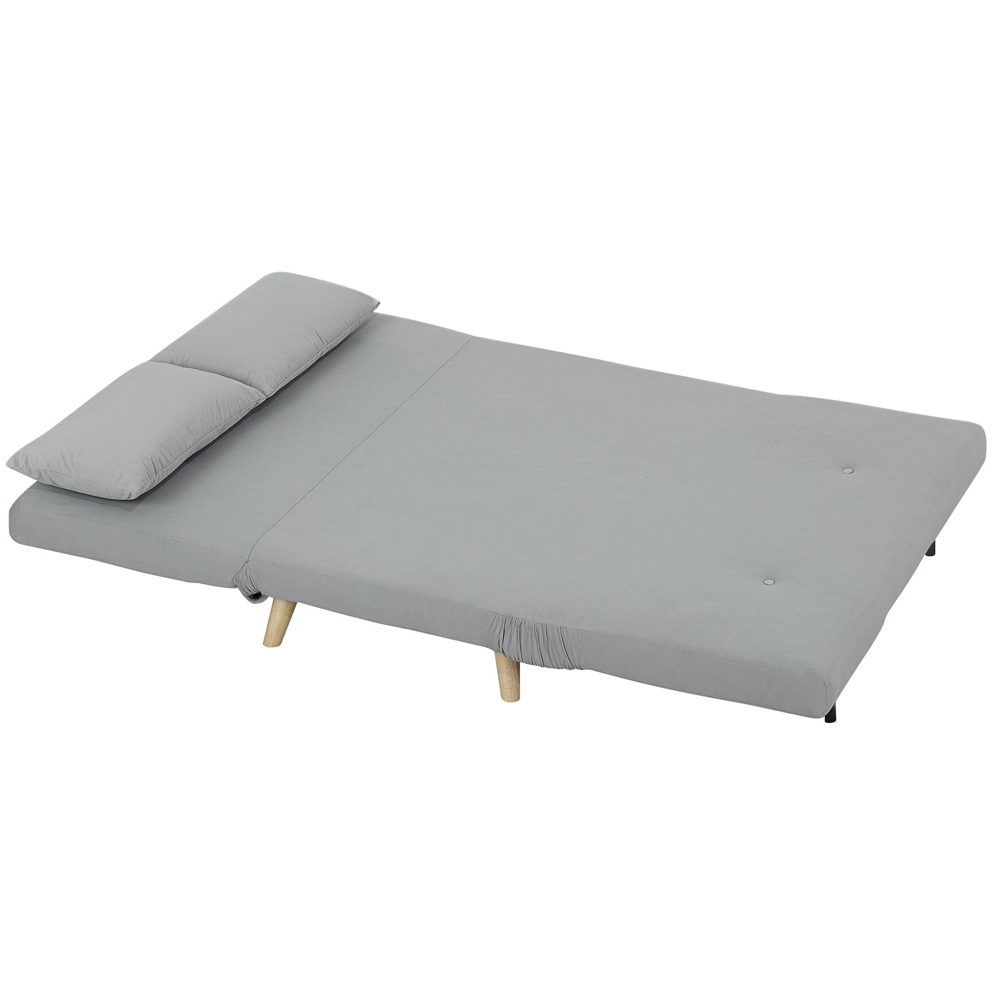 3 in 1 Sleeper Sofa 130 x 78 cm Sofa with Bed Function, Foldable Couch with Lumbar Pillows, Velvet Look, Adjustable Backrest for Living Room, Bedroom, Light Gray
