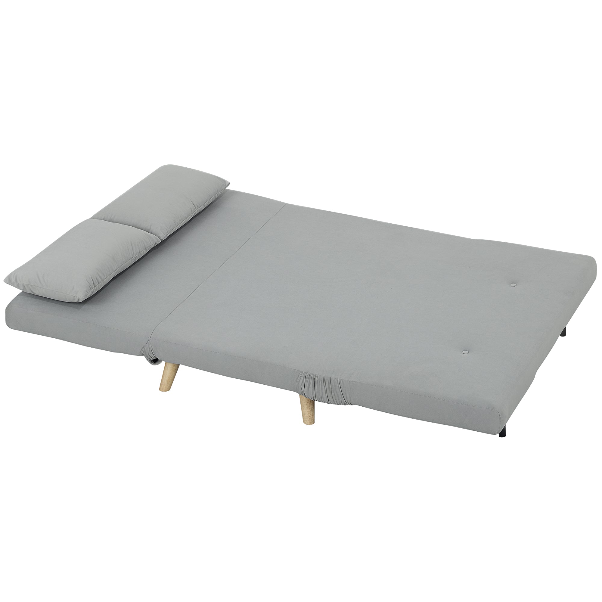 3 in 1 Sleeper Sofa 130 x 78 cm Sofa with Bed Function, Foldable Couch with Lumbar Pillows, Velvet Look, Adjustable Backrest for Living Room, Bedroom, Light Gray