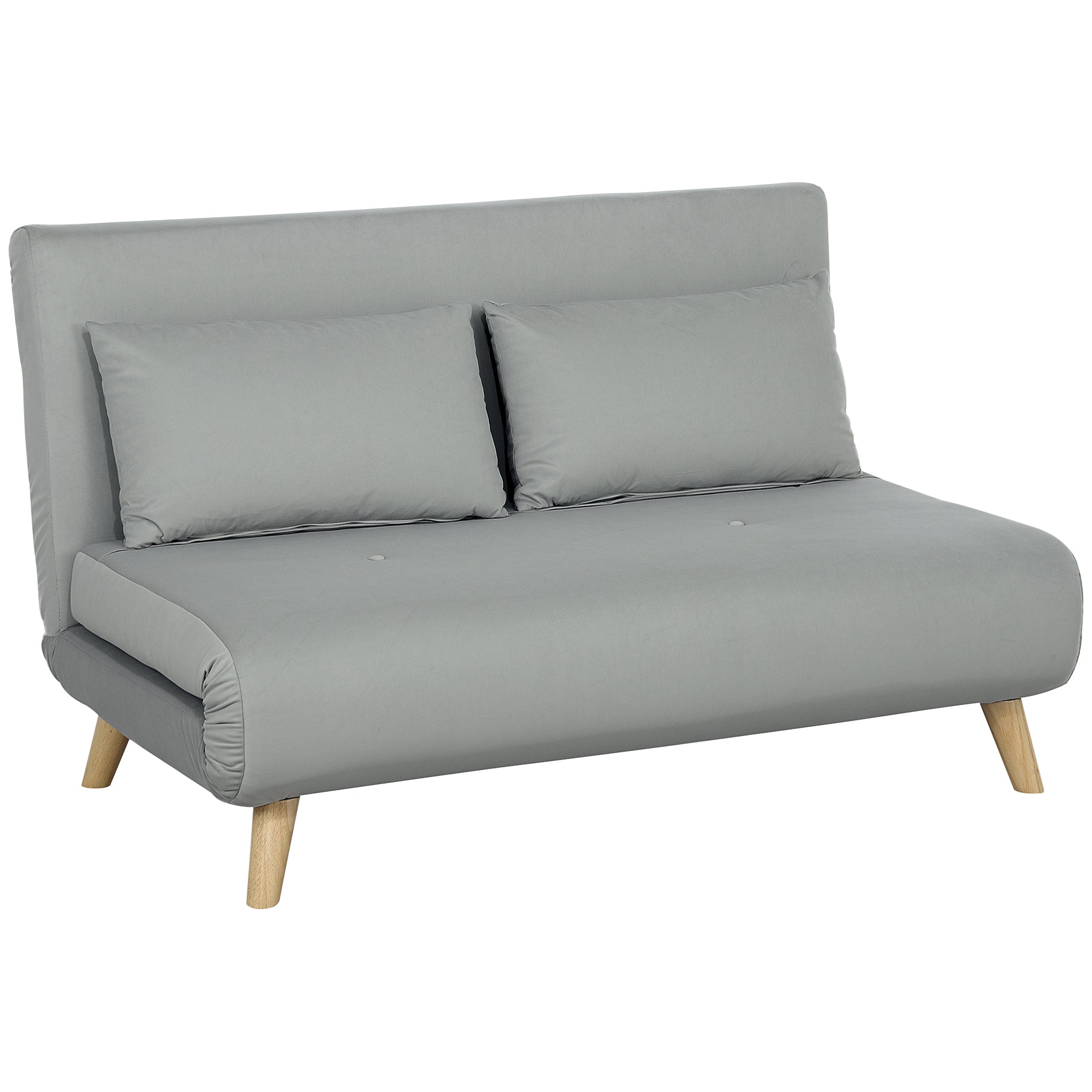 3 in 1 Sleeper Sofa 130 x 78 cm Sofa with Bed Function, Foldable Couch with Lumbar Pillows, Velvet Look, Adjustable Backrest for Living Room, Bedroom, Light Gray