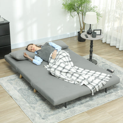 3 in 1 Sleeper Sofa 130 x 78 cm Sofa with Bed Function, Foldable Couch with Lumbar Pillows, Velvet Look, Adjustable Backrest for Living Room, Bedroom, Light Gray