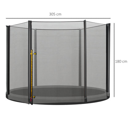 Replacement Safety Net for Ø305 cm Round Trampoline with Zippered Door for 6 Straight Poles Ø305x180 cm Black