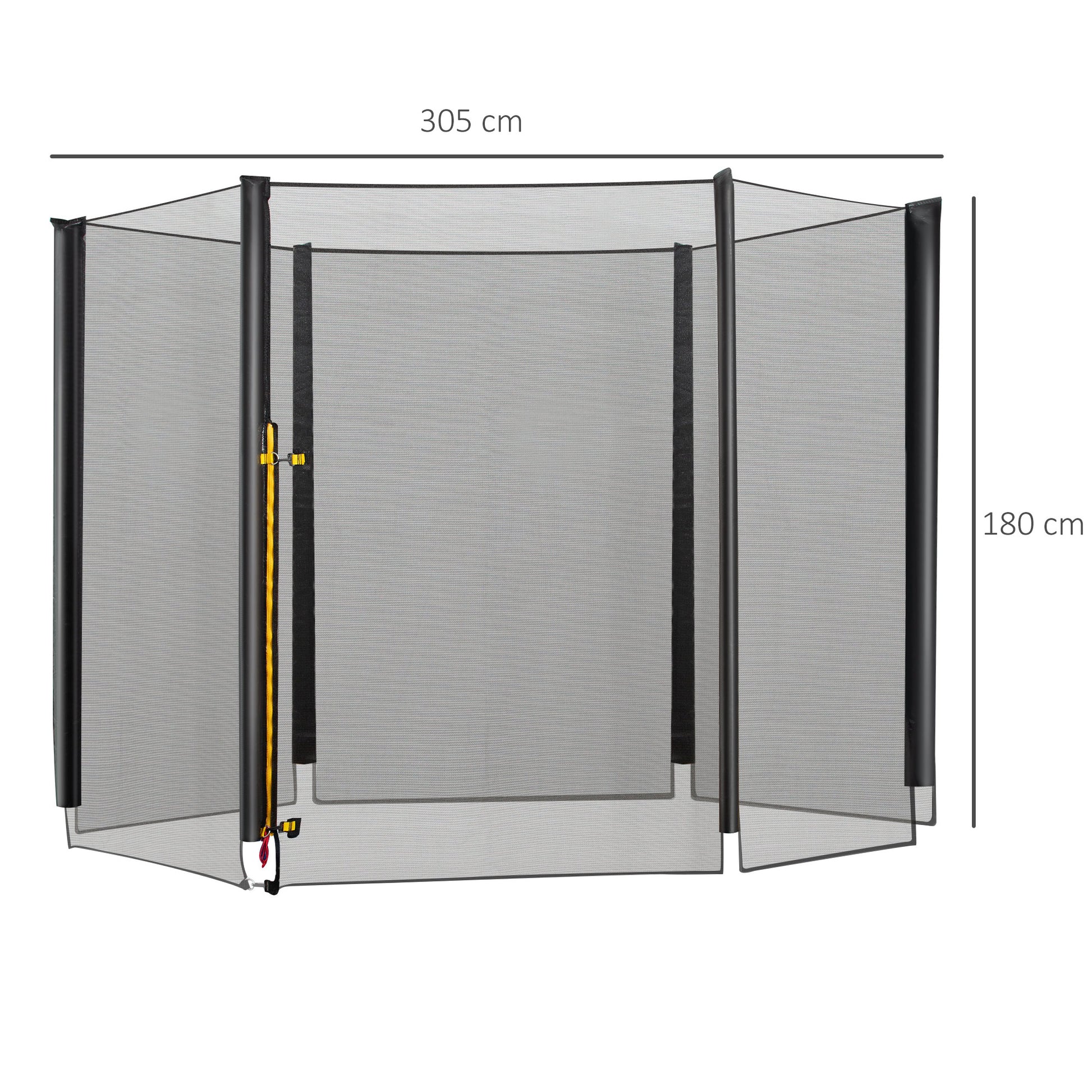 Replacement Safety Net for Ø305 cm Round Trampoline with Zippered Door for 6 Straight Poles Ø305x180 cm Black