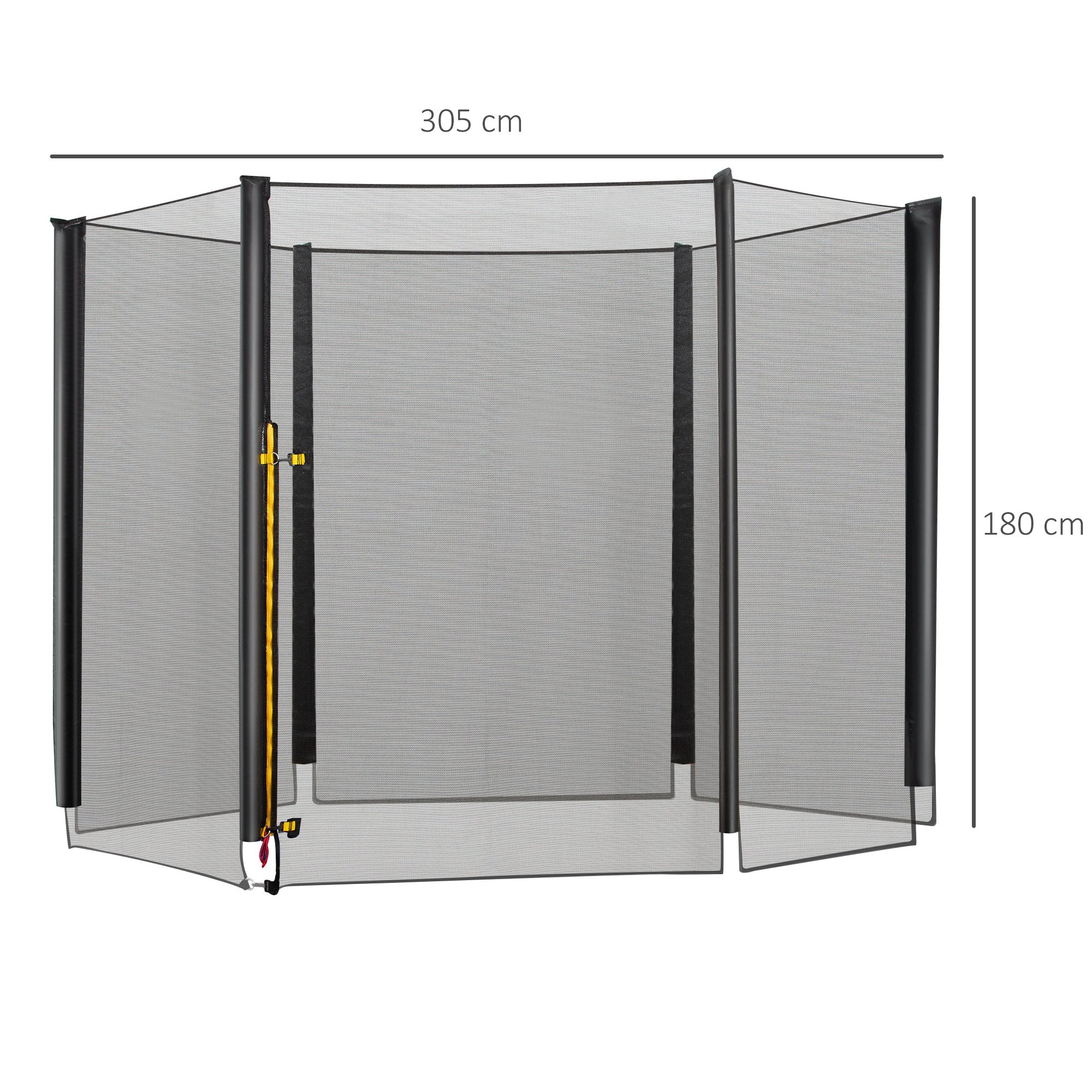 Replacement Safety Net for Ø305 cm Round Trampoline with Zippered Door for 6 Straight Poles Ø305x180 cm Black