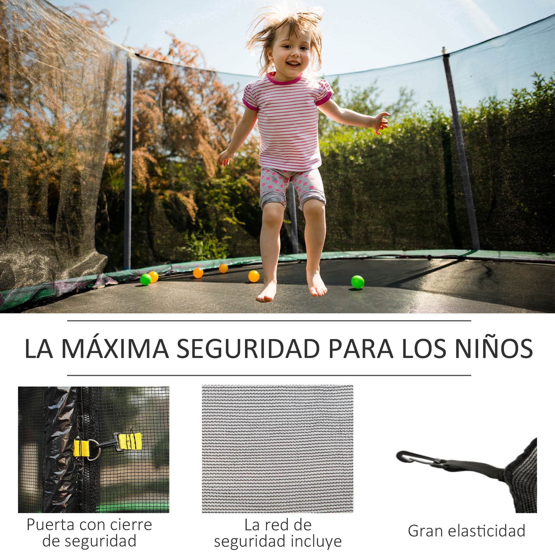 Replacement Safety Net for Ø305 cm Round Trampoline with Zippered Door for 6 Straight Poles Ø305x180 cm Black