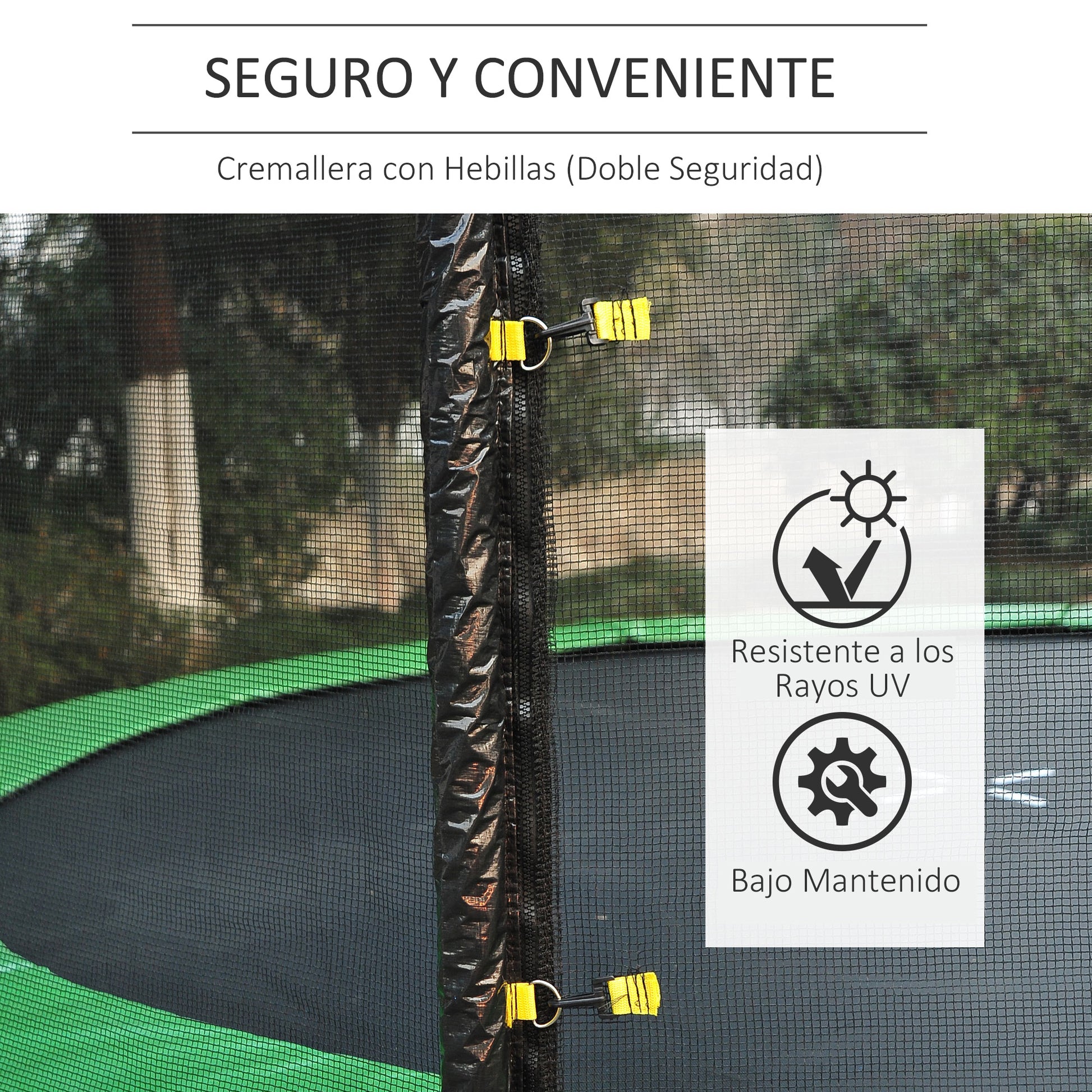 Replacement Safety Net for Ø305 cm Round Trampoline with Zippered Door for 6 Straight Poles Ø305x180 cm Black