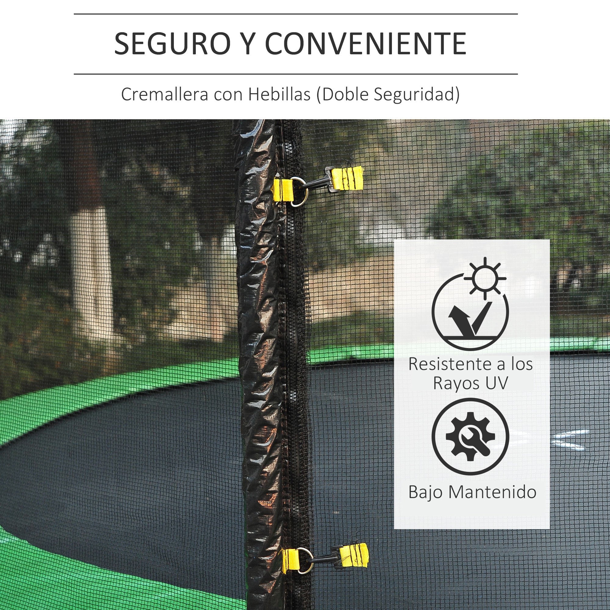 Replacement Safety Net for Ø305 cm Round Trampoline with Zippered Door for 6 Straight Poles Ø305x180 cm Black