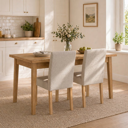 2-Pack Cream Upholstered Dining Chairs — Padded Seat & Back, Rubberwood Legs, Easy Assembly