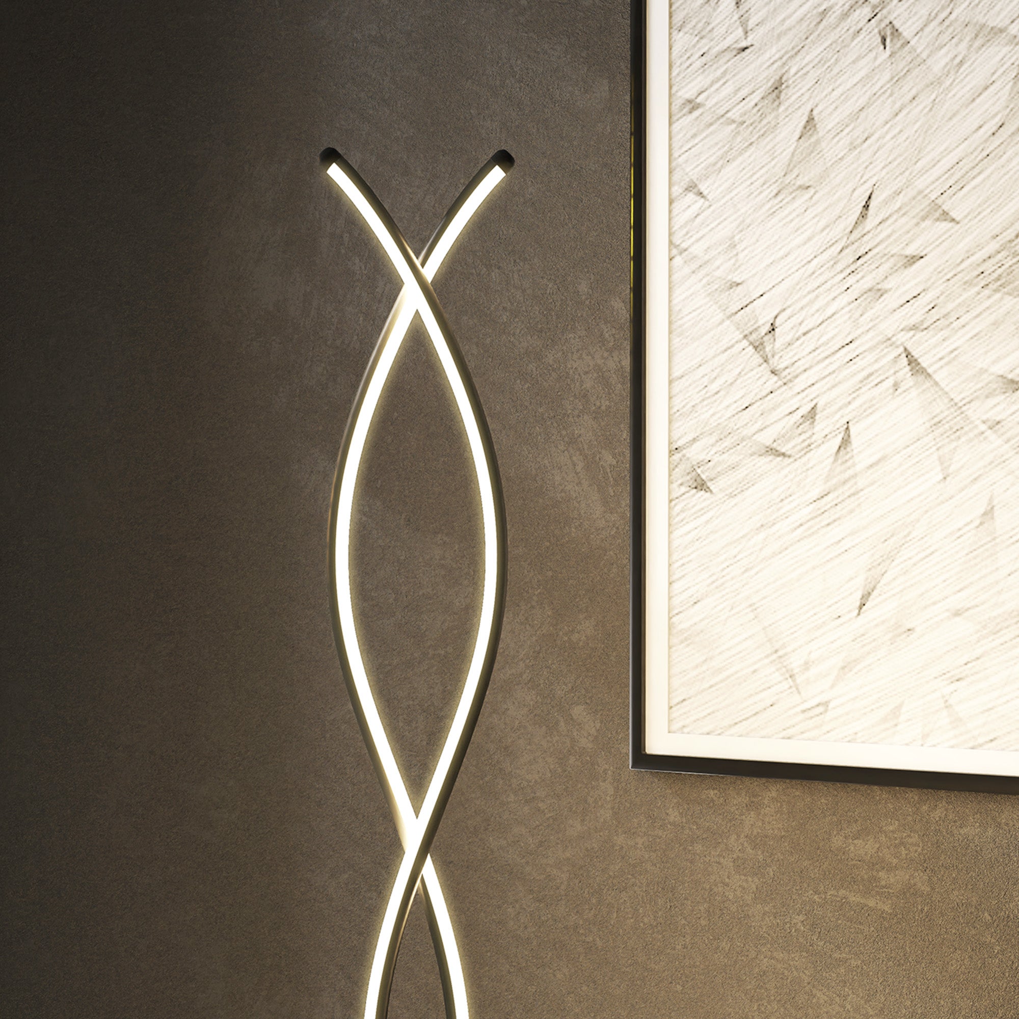Floor Lamp for Living Room, Modern Spiral Design Floor Lamp with 3 Adjustable Brightness Levels, Foot Switch Floor Lamp for Living Room, Bedroom, Black