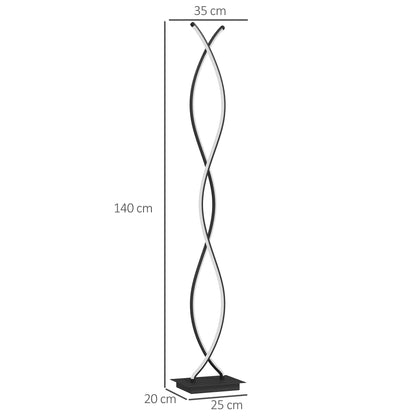Floor Lamp for Living Room, Modern Spiral Design Floor Lamp with 3 Adjustable Brightness Levels, Foot Switch Floor Lamp for Living Room, Bedroom, Black
